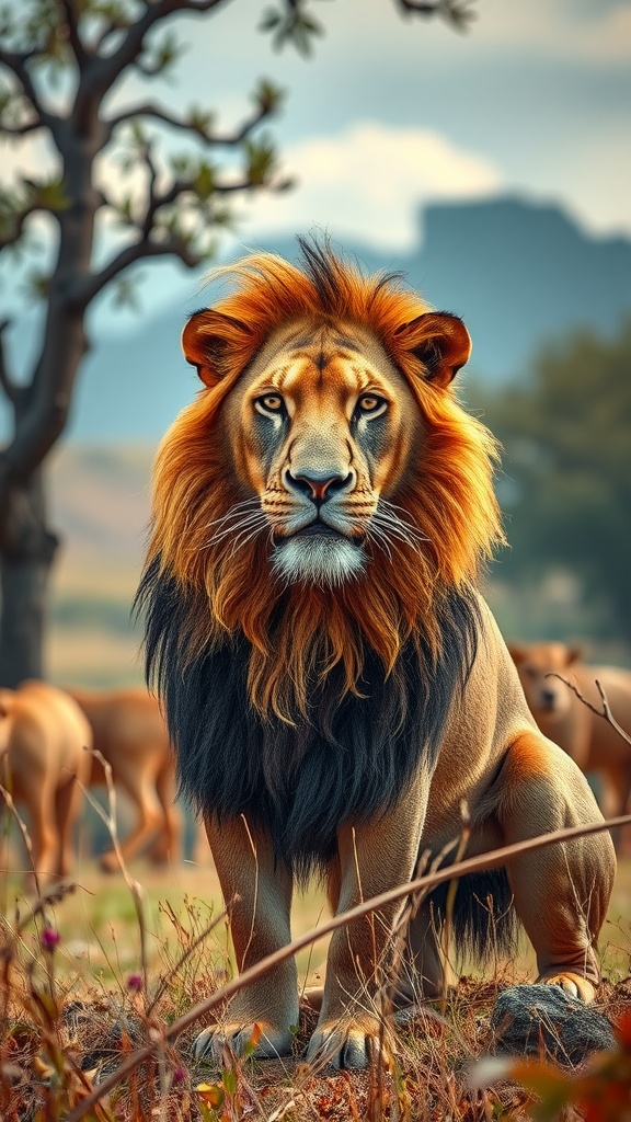 León posando con una melena impresionante en un entorno natural.
